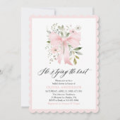 Pink Bow Floral Sie bindet das Brautparty des Knot Einladung (Vorderseite)
