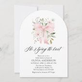 Pink Bow Floral Sie bindet das Brautparty des Knot Einladung (Vorderseite)