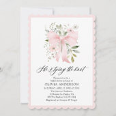 Pink Bow Floral Sie bindet das Brautparty des Knot Einladung (Vorderseite)