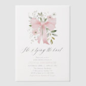 Pink Bow Floral Sie bindet das Brautparty des Knot Pergament Einladungen (Vorderseite)