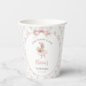 Pink Bow & Floral Some Bunny is One 1st Birthday Pappbecher (Vorderseite)