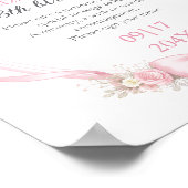 Pink Bow Floral Time Capsule Sign 1st Birthday Poster (Ecke)