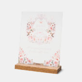 Pink Bow Floral Wappen Baby Girl Dusche Windel Acrylschild (Winkel)