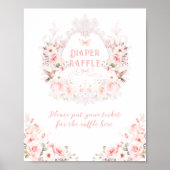 Pink Bow Floral Wappen Girl Dusche Poster (Vorne)