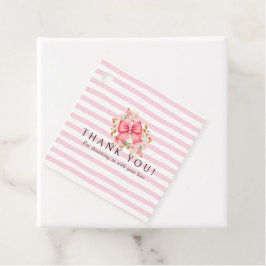 Pink Bow Floral Watercolor Babydusche Geschenkanhänger