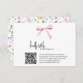 Pink Bow floral Wedding Digital RSVP Card Qr Code Einladung (Vorne/Hinten)