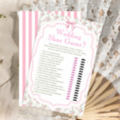 Pink Bow Floral Wedding Shoe Game Card