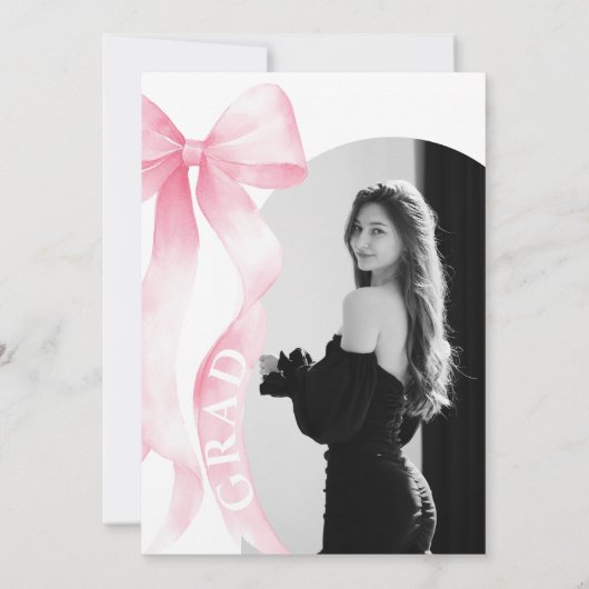 Pink Bow Foto 2025 Abschluss Einladung (Rückseite)