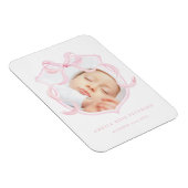 Pink Bow Foto Baby Girl Ankündigung Magnet (Rechte Seite)