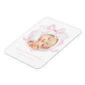 Pink Bow Foto Baby Girl Ankündigung Magnet (Linke Seite)