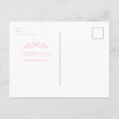 Pink Bow Foto White Birth Ankündigung Postkarte (Rückseite)