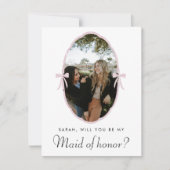 Pink Bow Foto wirst du meine Trauzeugin sein (Vorderseite)