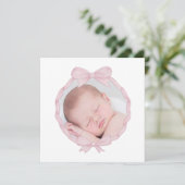 pink bow frame Baptism small thank you card Feiertagskarte (Stehend Vorderseite)