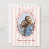 Pink Bow Frame Valentine’s Day Photo Card Einladung (Vorderseite)