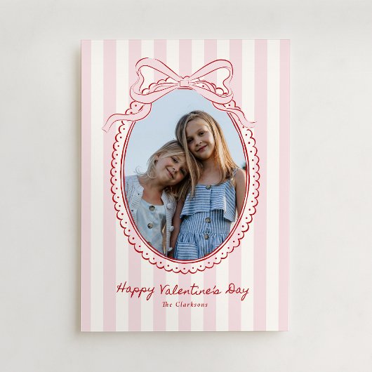Pink Bow Frame Valentine’s Day Photo Card Einladung