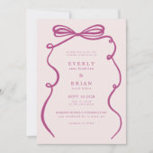 Pink Bow Frame Wedding Einladung (Vorderseite)