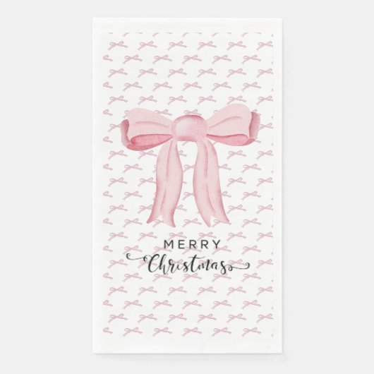 Pink Bow Frohe Weihnachtsgeschenk Handtuch Serviette (Vorderseite)
