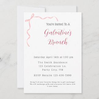Pink Bow Galentine's Brunch Invitation Einladung
