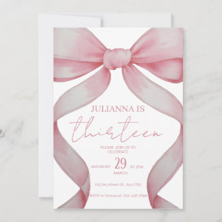 Pink Bow Geburtstag, Geburtstagseinladung, Mädchen Einladung