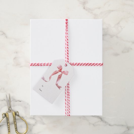 Pink Bow-Geschenk-Tag Geschenkanhänger (Mit Garn)