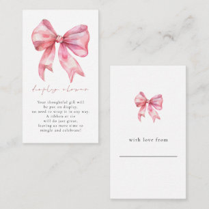 Pink Bow Geschenkmarke auf der Rückseite des Babyb Begleitkarte