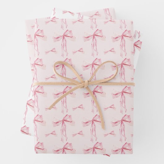 Pink Bow Geschenkpapier Wrap Coquette Umschlag Pap Set (Beispiel)