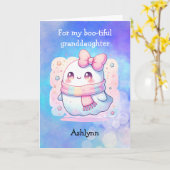 Pink Bow Ghost Puff Halloween Enkeltochter Karte (Gelbe Blume)