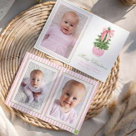 Pink Bow Ginger Jar Christmas Tree Foto Feiertagskarte