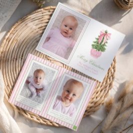 Pink Bow Ginger Jar Christmas Tree Foto Feiertagskarte