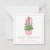 Pink Bow Ginger Jar Christmas Tree Foto Mitteilungskarte (Vorderseite)