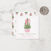 Pink Bow Ginger Jar Christmas Tree Foto Mitteilungskarte (Vorderseite/Rückseite Beispiel)