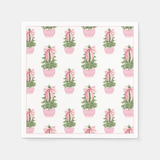 Pink Bow Ginger Jar Christmas Tree Serviette (Vorderseite)