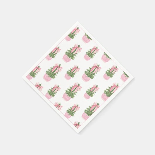 Pink Bow Ginger Jar Christmas Tree Serviette (Ecke)