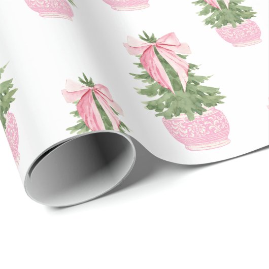 Pink Bow Ginger Jar Weihnachtsbaum Geschenkpapier (Rolleneckpunkt)