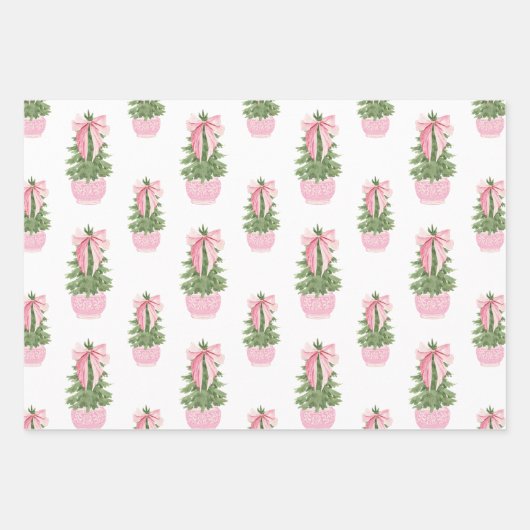 Pink Bow Ginger Jar Weihnachtsbaum Geschenkpapier Set (Vorderseite 2)