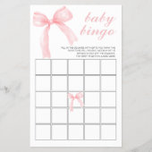 Pink Bow Gingham Baby Shower Bingo Flyer (Vorne)