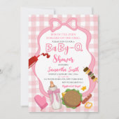 Pink Bow Gingham  Babyq baby shower invitation Einladung (Vorderseite)