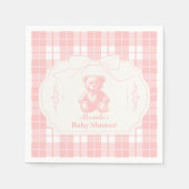 Pink Bow Gingham French Teddy Bear Baby Dusche Serviette (Vorderseite)