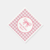 Pink Bow Gingham Napkin Serviette (Ecke)