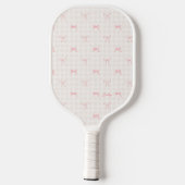 Pink Bow Gingham Personalisiert Name Pickleball Schläger (Rückseite)