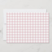 Pink Bow Gingham Teddy Bear Baby Dusche Foto Einladung (Rückseite)