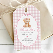 Pink Bow Gingham Teddy Bear Babydusche Geschenkanhänger