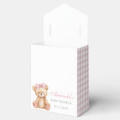 Pink Bow Gingham Teddy Bear Babydusche Geschenkschachtel (Geöffnet)