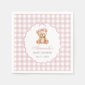 Pink Bow Gingham Teddy Bear Babydusche Serviette (Vorderseite)