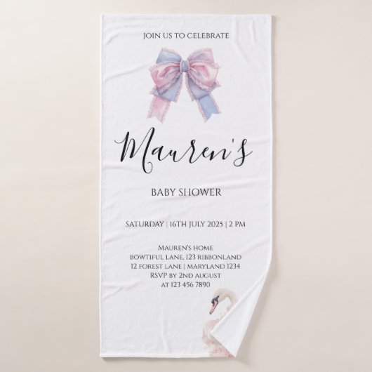 Pink Bow Girl Baby Shower  Badehandtuch (Badehandtuch)