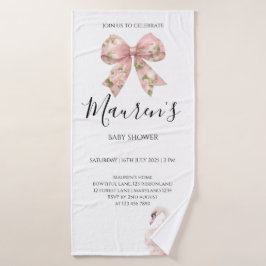 Pink Bow Girl Baby Shower  Badehandtuch