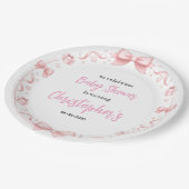 Pink Bow Girl Baby Shower – Cute & Fun Party Pappteller (Schrägansicht)