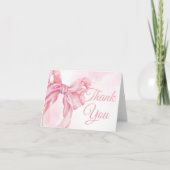 Pink Bow Girl Baby Shower Dankeskarte (Vorderseite)