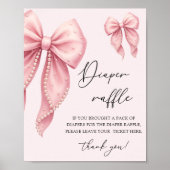 Pink Bow Girl Baby Shower Diaper Raffle Poster (Vorne)