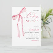 Pink bow Girl baby shower  Einladung (Stehend Vorderseite)